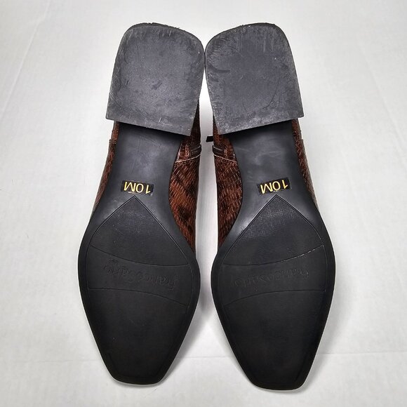 Franco Sarto Nico Ankle Boots Faux Croc Espresso Brown Block Heel Size 10 - Picture 7 of 11